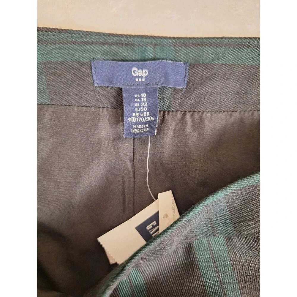 Gap Skirt Womens 18 Y2K 90s Plaid Mini Retro Schoolgirl Lined Black Green NWT